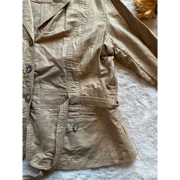 Coldwater Creek Gold Metallic Belted Jacket Size Large - Picture 2 of 8